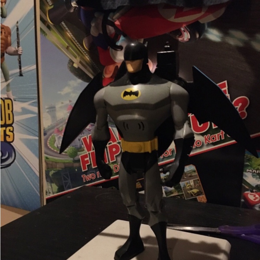 Batman Action Figure - Black and Gray animated series style expanding wings